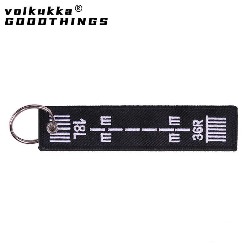 Aviation Gift Double-sided Embroidery Airport Runway Pattern Memorial Key Chain Keychain Rectangle Keyring Wholesale