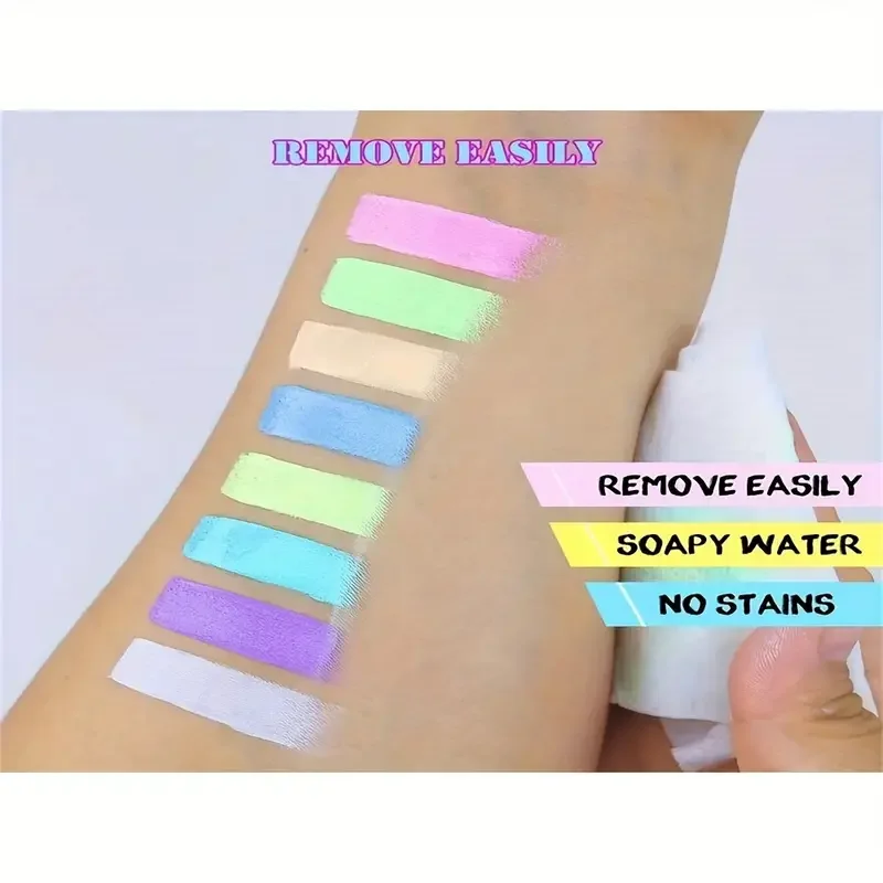 Face Body Painting 35g Rainbow Split Cake Fluorescent Neon Water Activated Eyeliner High Pigment Body Art Painting Makeup