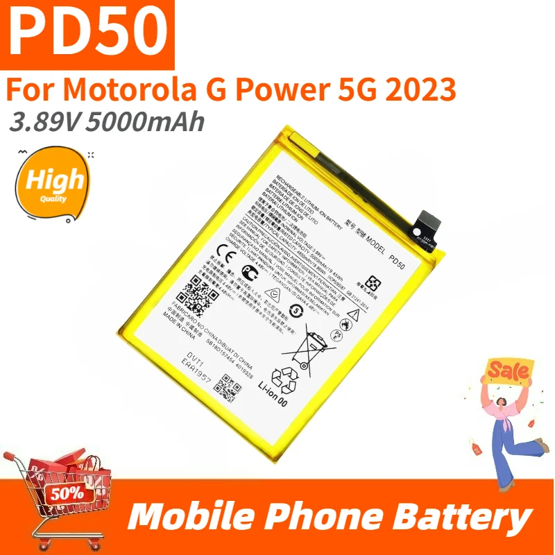 

High Quality PD50 Phone Battery 3.89V 5000mAh For Motorola G Power 5G 2023 Brand New Replacement Battery