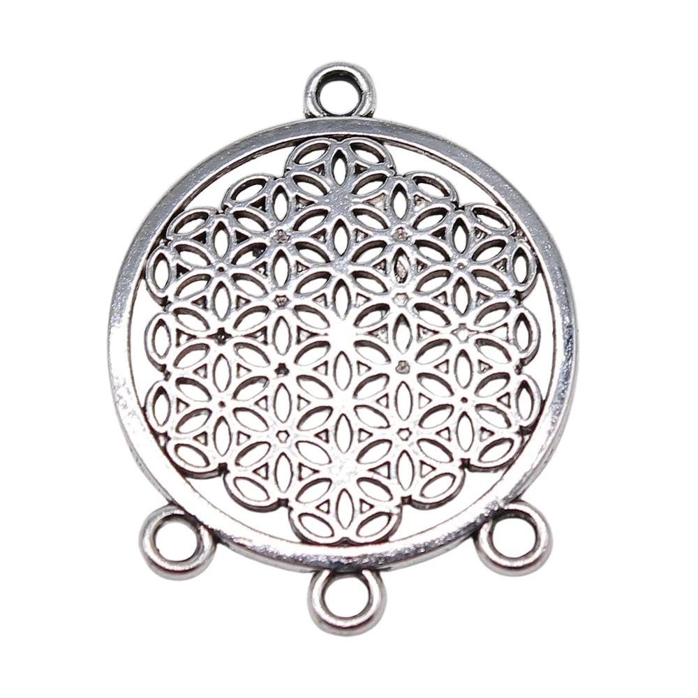 WYSIWYG 4pcs 38x29mm Seed Of Life Connector Charm Jewelry Making Round Flower Of Life Charm The Seed Of Life Connector Charm