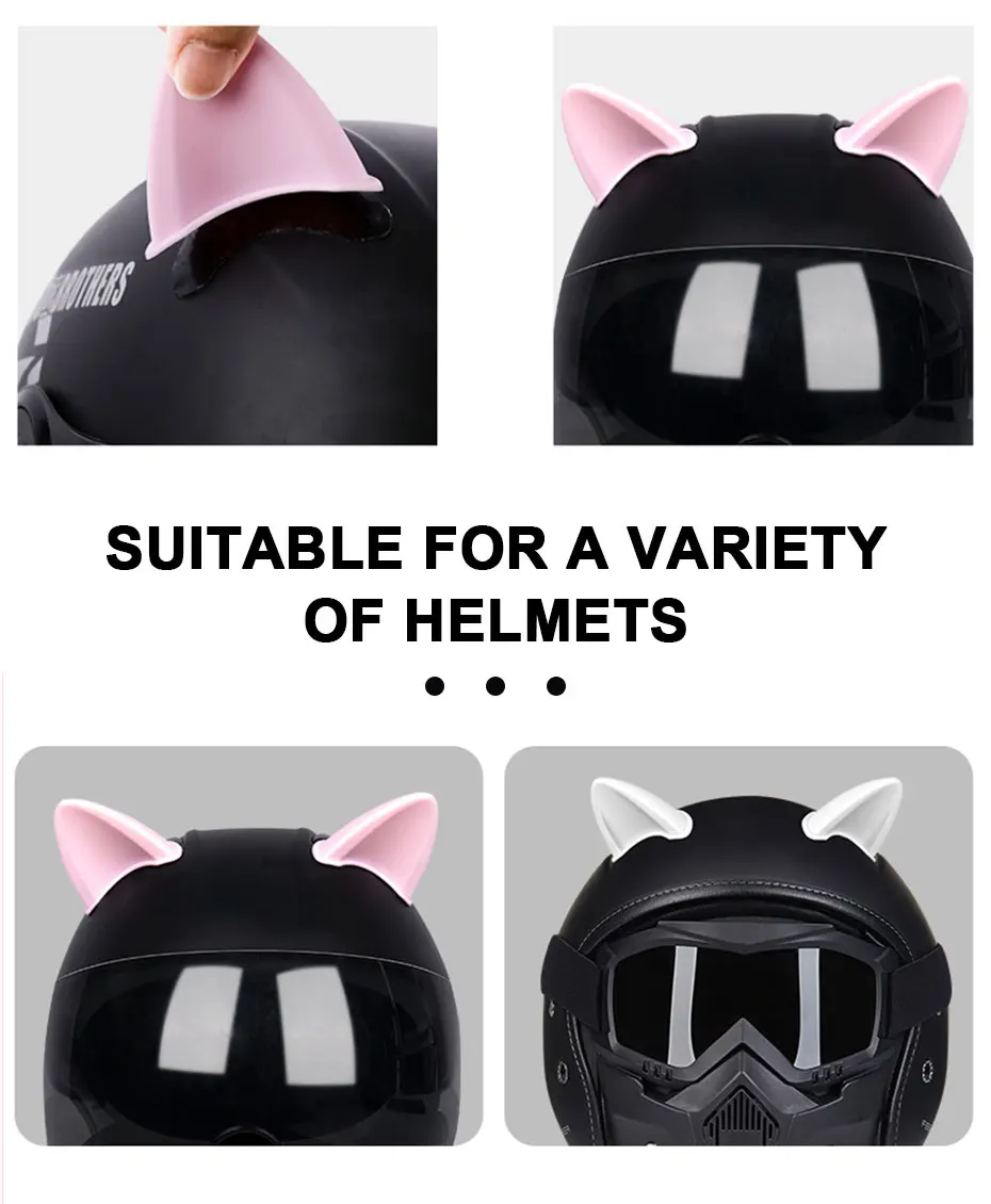 SEAMETAL Motorrad Helm Katzenohren Dekoration Motocross Helm Zubehör Silikon Katzenohren Aufkleber Cosplay Party Dekorativ – Detail 7