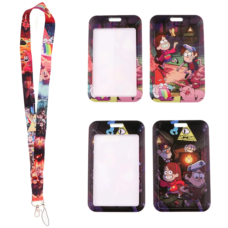 Gravity Falls Art Cartoon Anime Fashion Lanyards Bus ID Name Work Card Holder Accessories Decorations Kids Gifts