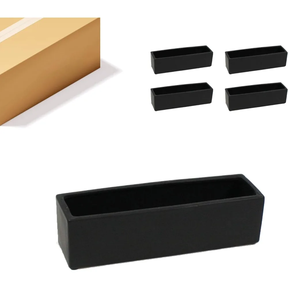 

WGVI Long Rectangle Ceramic Planter Vase in Black 14" x 4" x 4"H, Rectangular Box Block Terrarium Pot, Flower Arrangement, Table