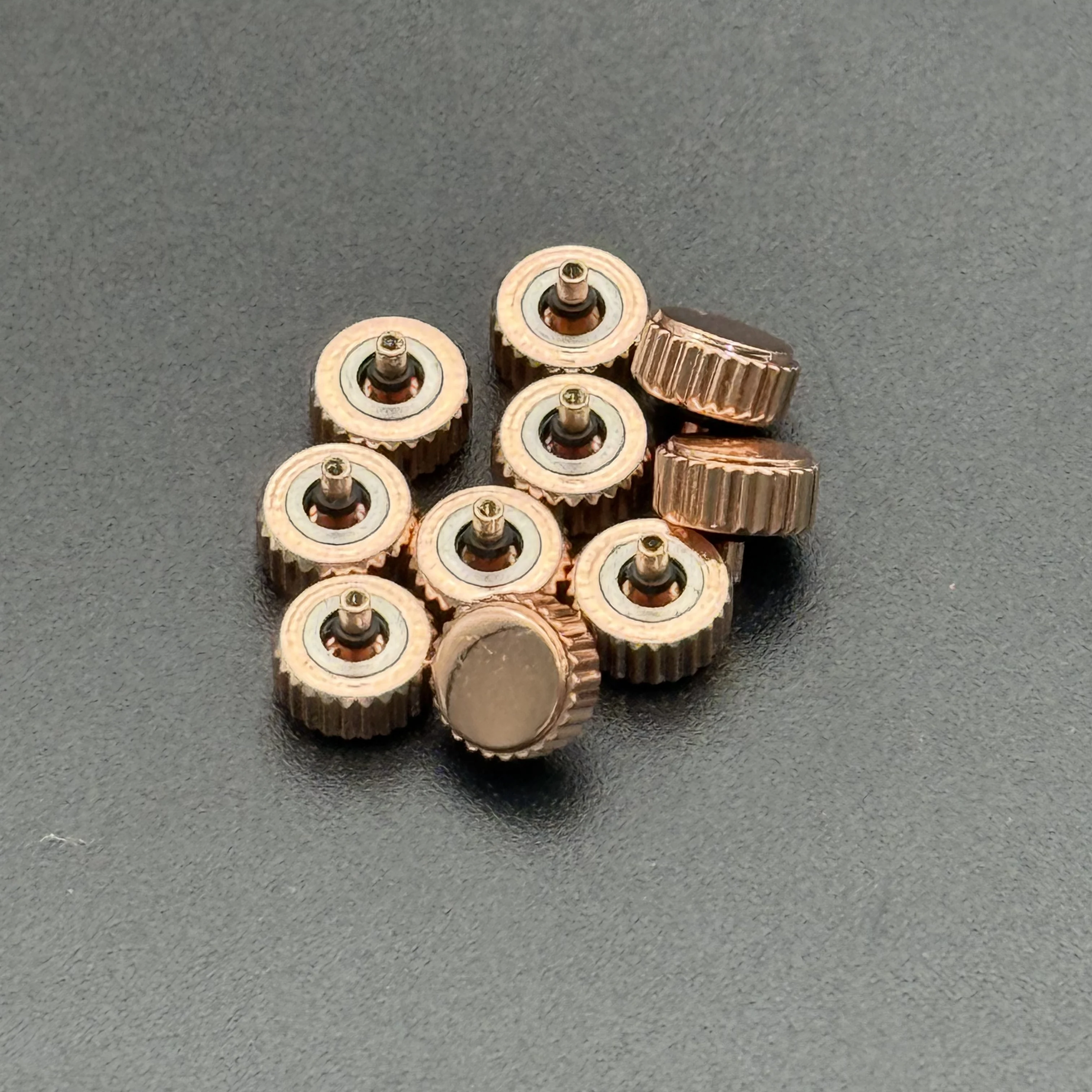 5 uds tubo largo Color oro rosa corona de reloj de acero 3,0mm 3,5mm 4,5mm 5mm 5,5mm 6mm 6,5mm 7mm 8mm diámetro de cabeza