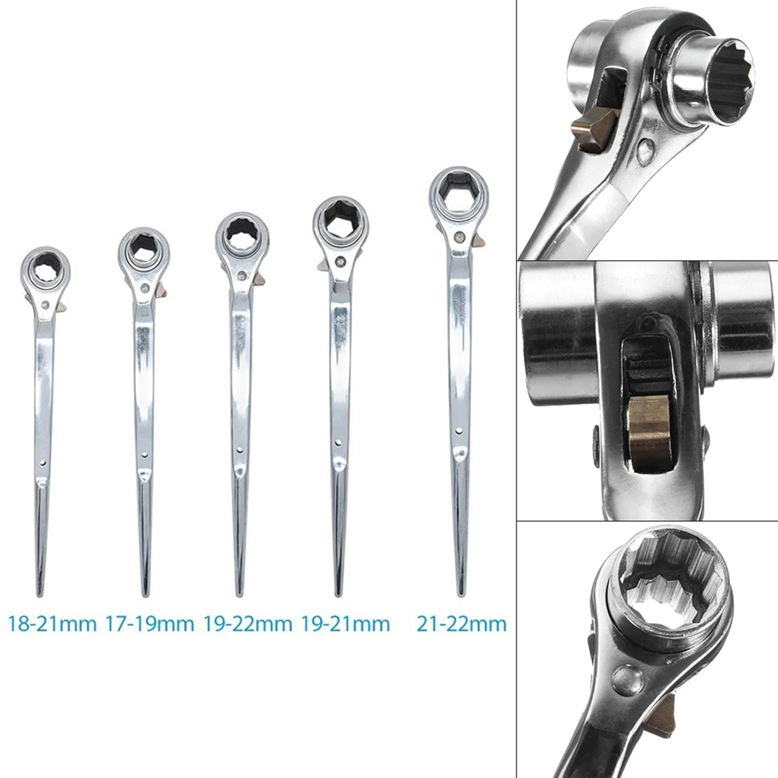 1PC 17-22mm Ratchet Wrench Head End Socket Wrench Podger Spanner Two-way Conversion Chrome Vanadium Steel Ratchet Wrench