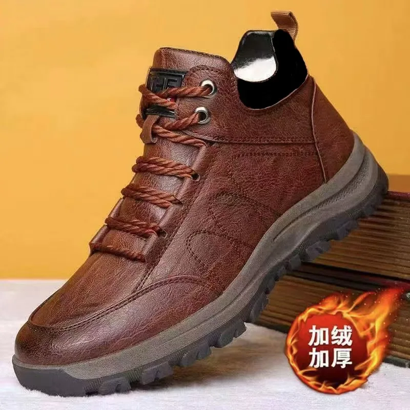 New women's high top hiking cotton shoes with thick fleece warm and soft fashionable sports outdoor shoes
