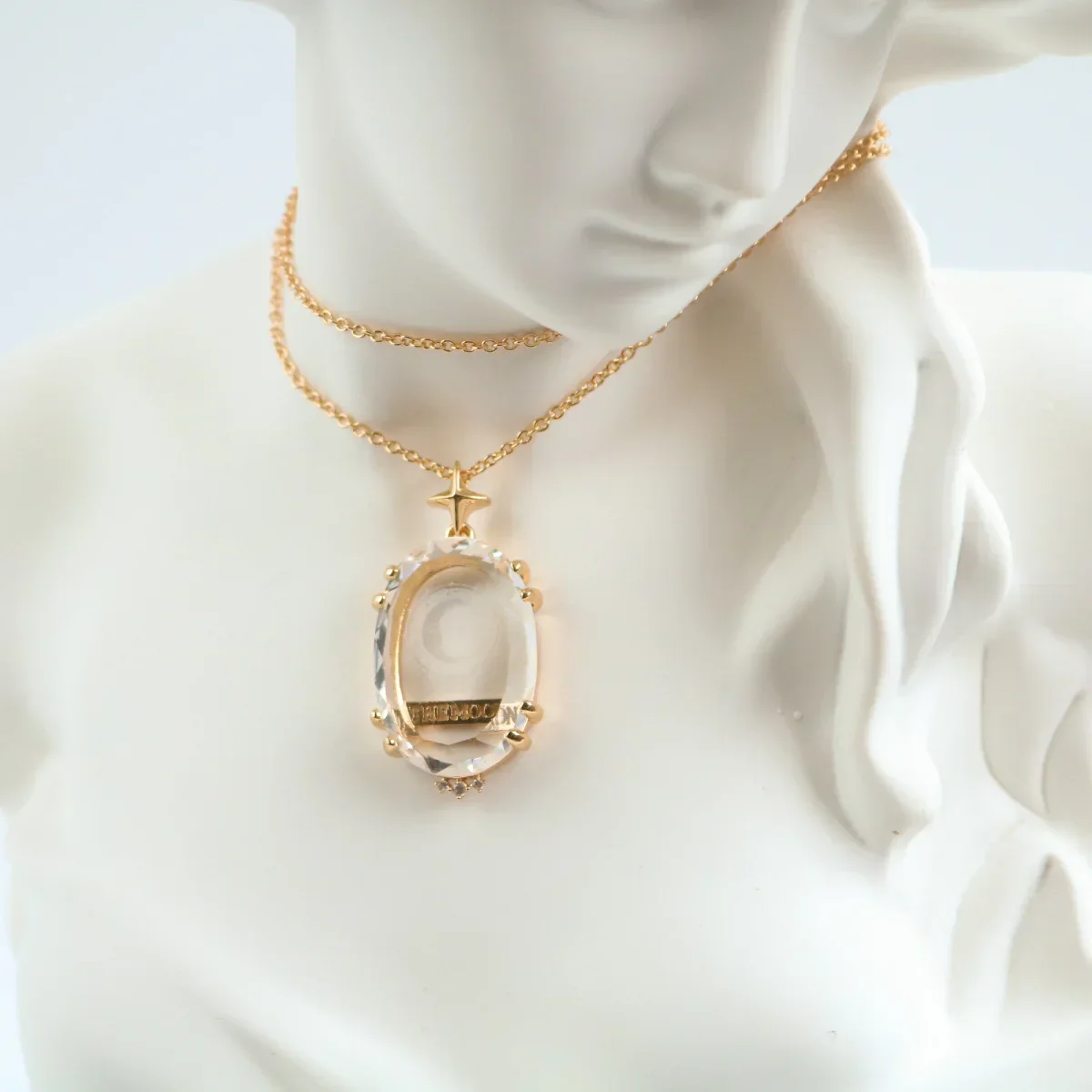 Crystal Tarot Card Pendant Transparent Necklace  Clavicle Necklace Charm Jewelry Accessories Gifts