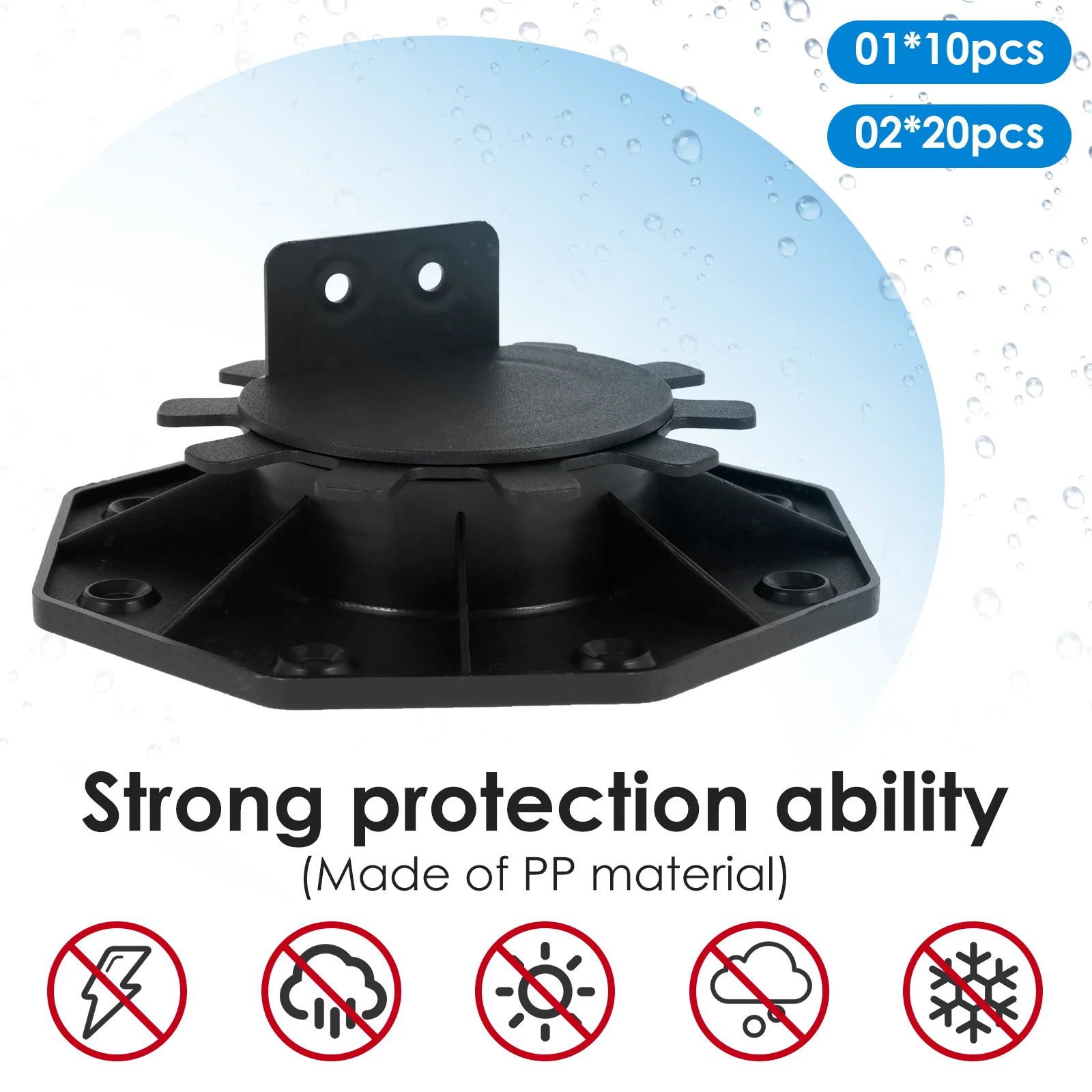 Adjustable Decking Pedestal 30-60mm Heavy Duty Plastic Joist Support Base for WPC Wood Aluminum Substructure Floor Paving DIY