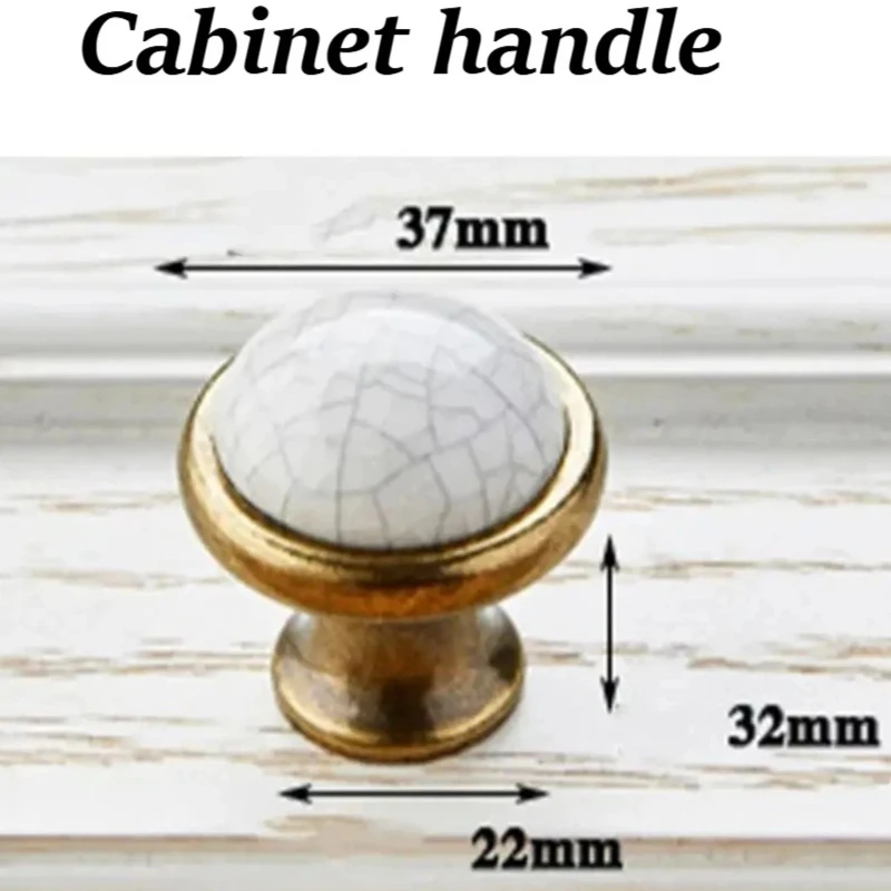 Zinc Alloy Ceramic Cabinet Handles White Bronze Crack Design Drawer Knobs Vintage Antique Knobs Drawer Pulls Kitchen