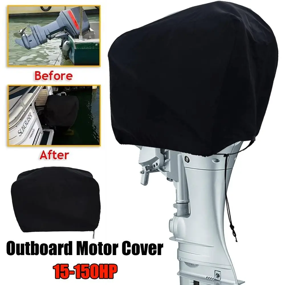 

New 15-150HP Full Outboard Engine Cover Anti-scratch Sun Protection Paddle Hoist Cover 210D Oxford Cloth Motor Engine Boat Cover