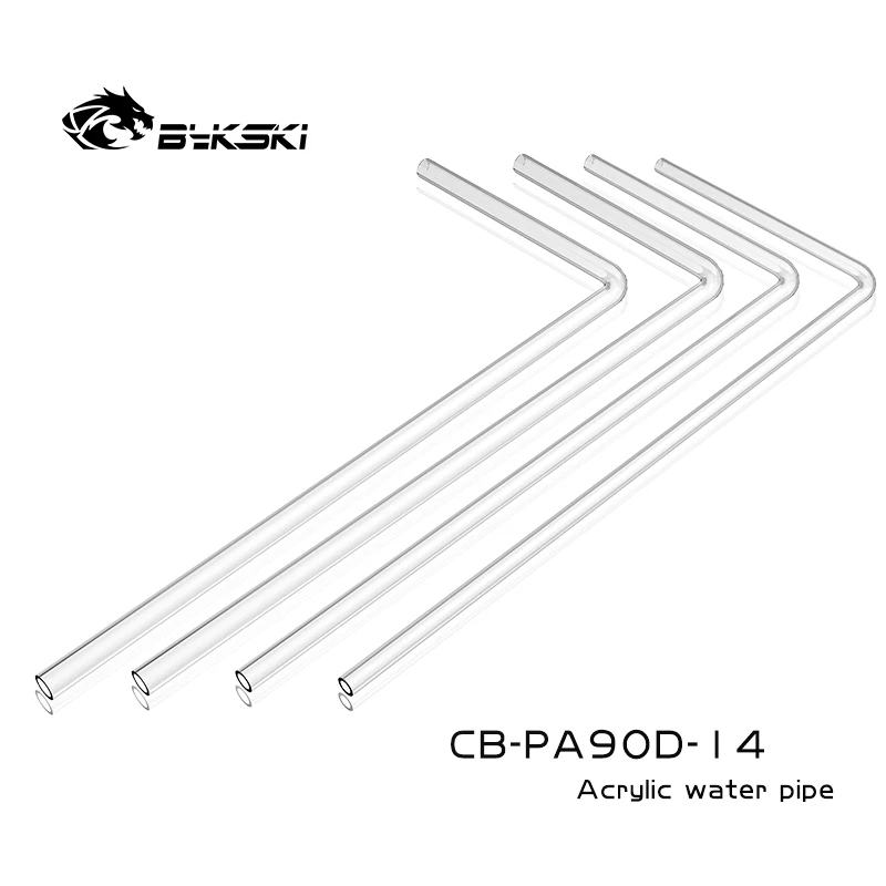 BYKSKI 4pcs/Lots PMMA Acrylic Hard Tube 90 Degrees Tube Transparent Thickness ( OD14mm ) + 2mm 20cm+50cm