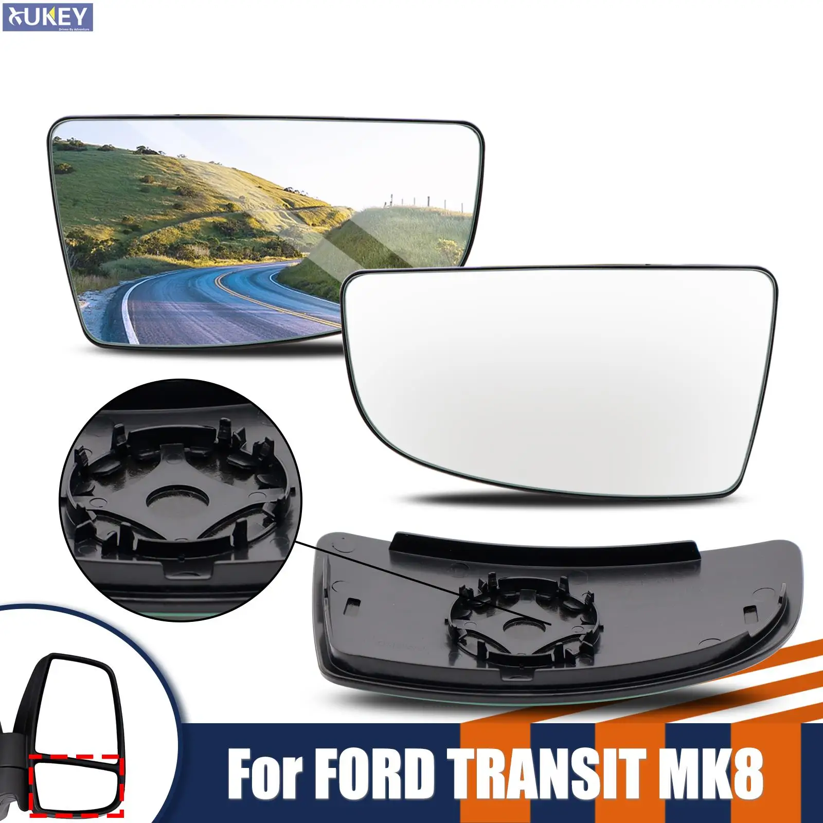 Car Side Mirror Glass Rearview Convex Wide Angle Lower Left Right For Ford Transit MK8 2014-2022 Tourneo 150 250 350 2015-2022