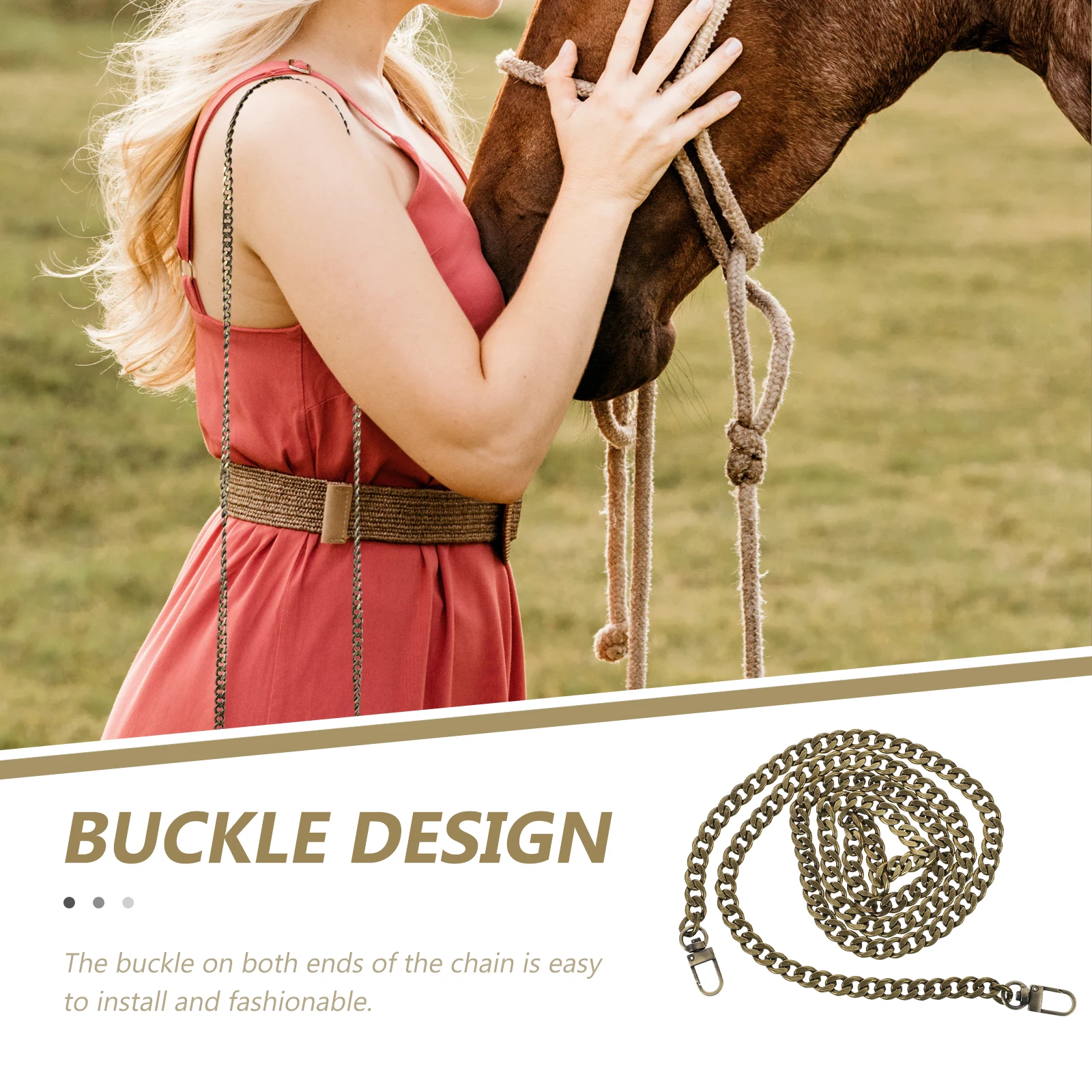 

1Pcs Metal Bag Chain Stylish Handbag Accessory Replacement Strap DIY Decorative Clasps Lightweight Metal Bag Chain