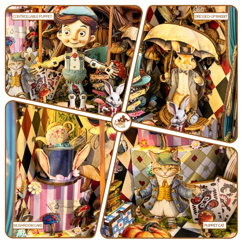 Diy Wooden Bookshelf Miniatures 3d Figurines Kits Key Tracking Crafts Bookends Handmade Book Nook For Home Decor Friends Gifts