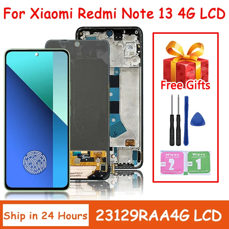 6.67“AMOLED For Xiaomi Redmi Note 13 4G 23129RAA4G 23124RA7EO LCD Note13 Display With frame Touch Screen Digitizer Assembly