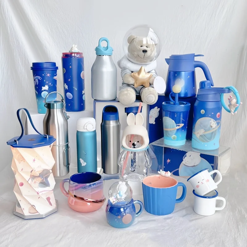 

2024 New Genuine Lunar Astronaut Rabbit Set Ceramic Mug Glass Water Cup Stainless Steel Insulated Cups Outdoor Sports Water Cups