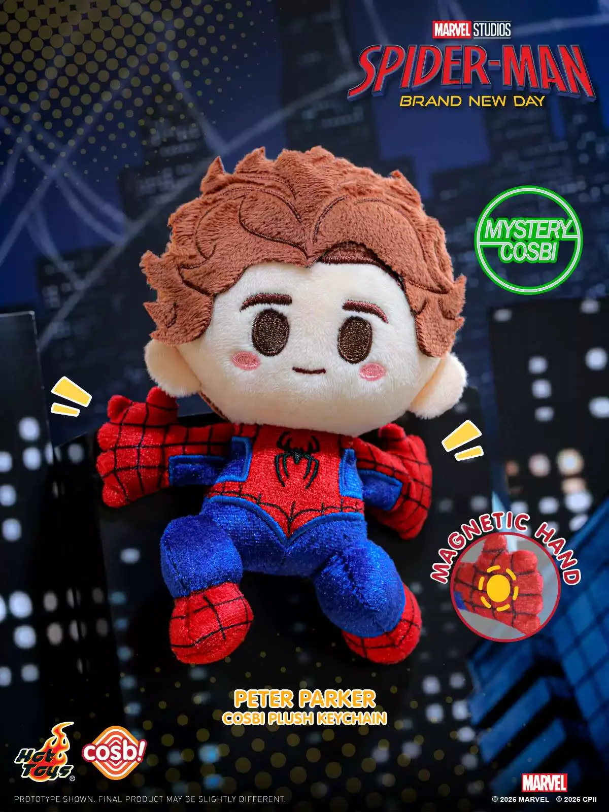 Hot Toys Spider-Man: New Day Hero Reborn COSBI Plush Bag Charm & Mini Blind Box Figure, Cute Desk Decor & Birthday Gift,Collect image 3
