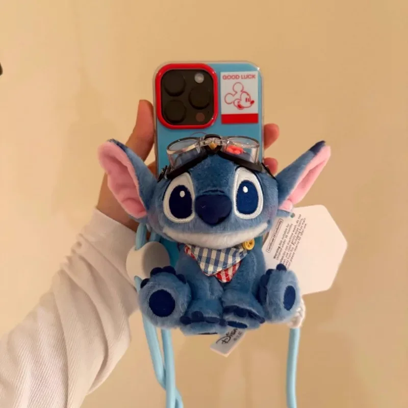 新しいかわいいディズニーステッチ携帯電話バッククリップかわいいクリエイティブ人形携帯電話ストラップ調節可能なクロスボディ女の子ホリデーギフト