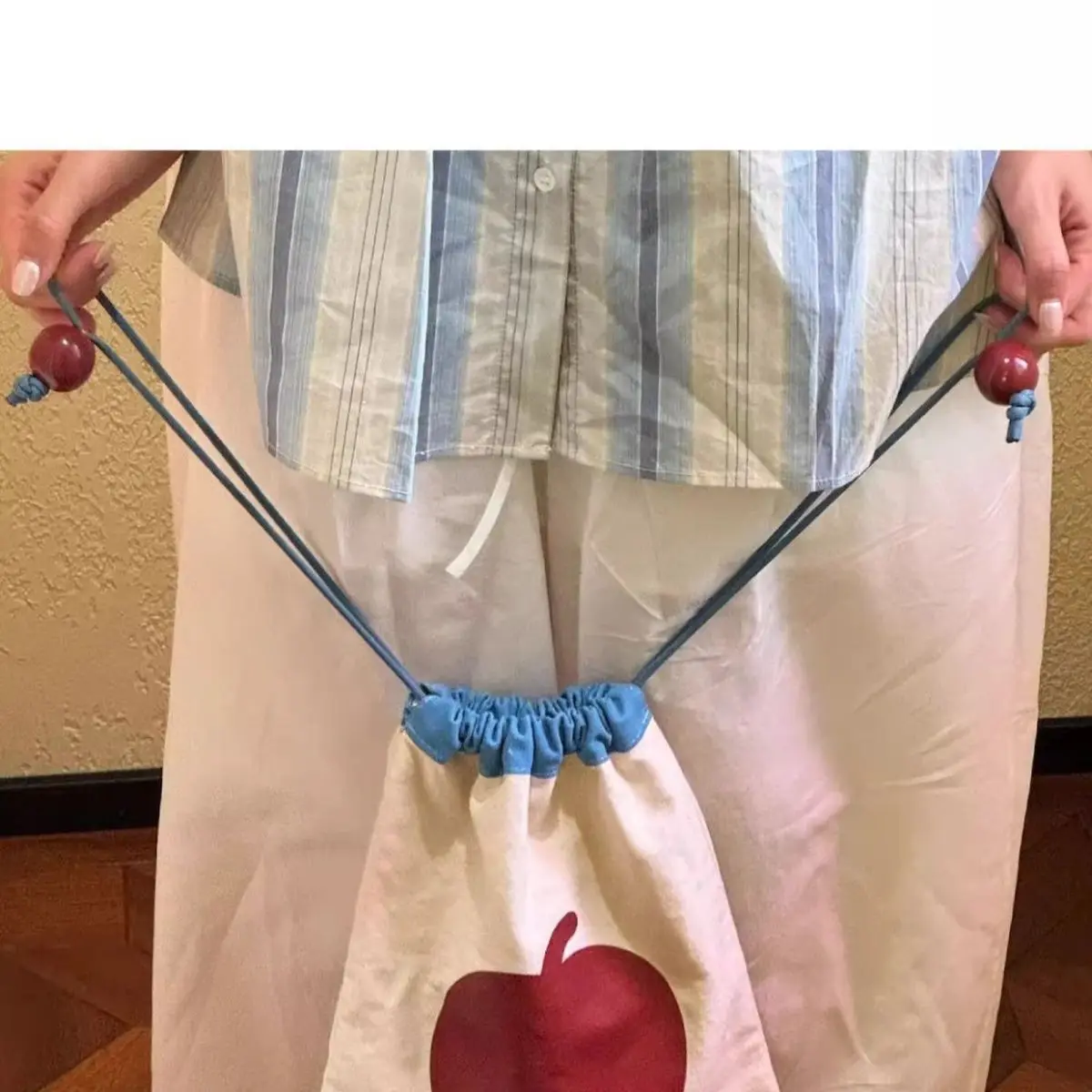 Portable Travel Canvas Storage Bag with Drawstring for Underwear Tagi 'Love Fruit'  Design Convenient Household Organizer