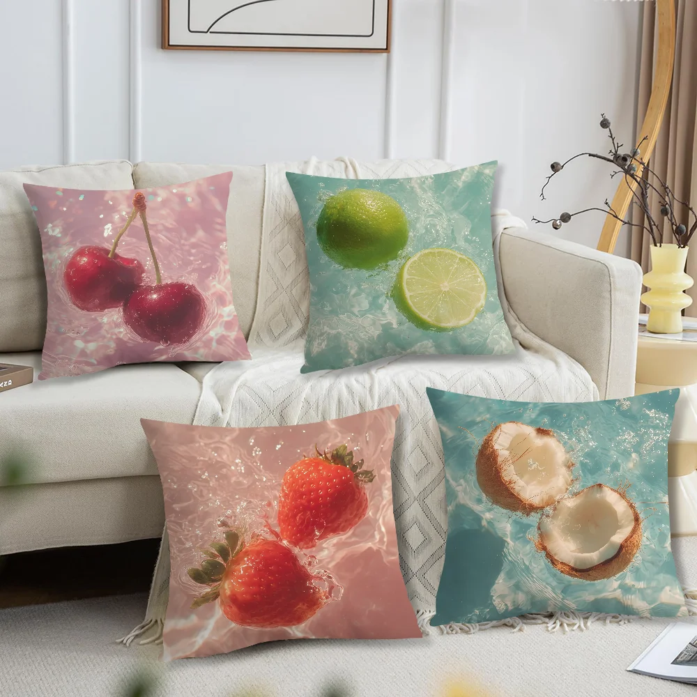 Refreshing Summer Fruits Watermelon Coconut cushion cover For Pillow Printing Sofa Decoration Home Shop Office Nordic Simplicity