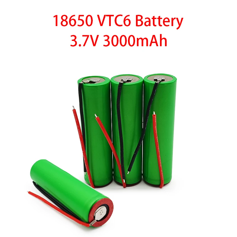 

For 18650 VTC6 3000mah Bateria 30A Discharge Large Current,18650 3.7V 3000mAh Li-Ion Rechargeable Battery+DIY Line