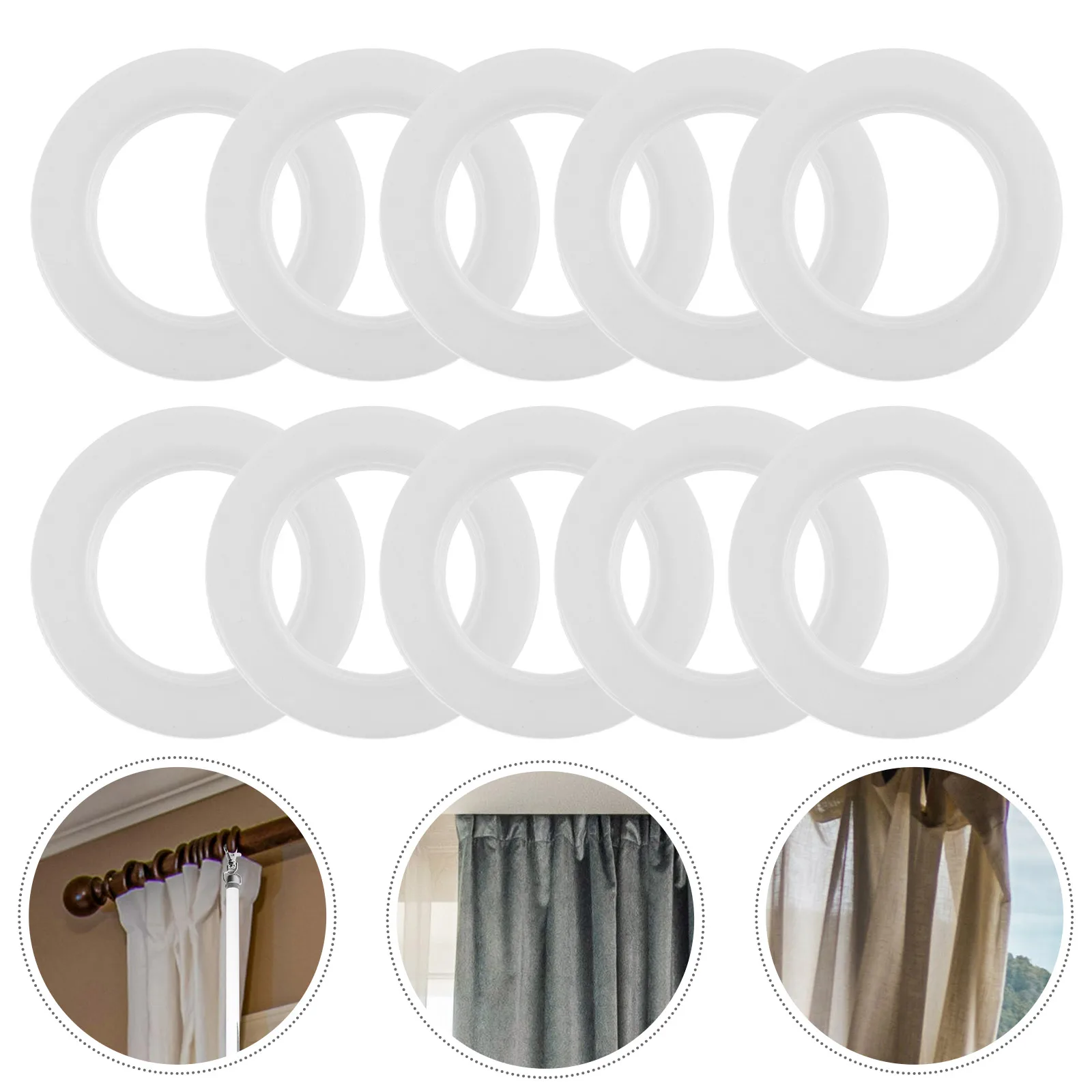 

80pcs Plastic Curtain Grommet Ring Accessories Slide Low Noise Modern Home Decor Window Door Rods White