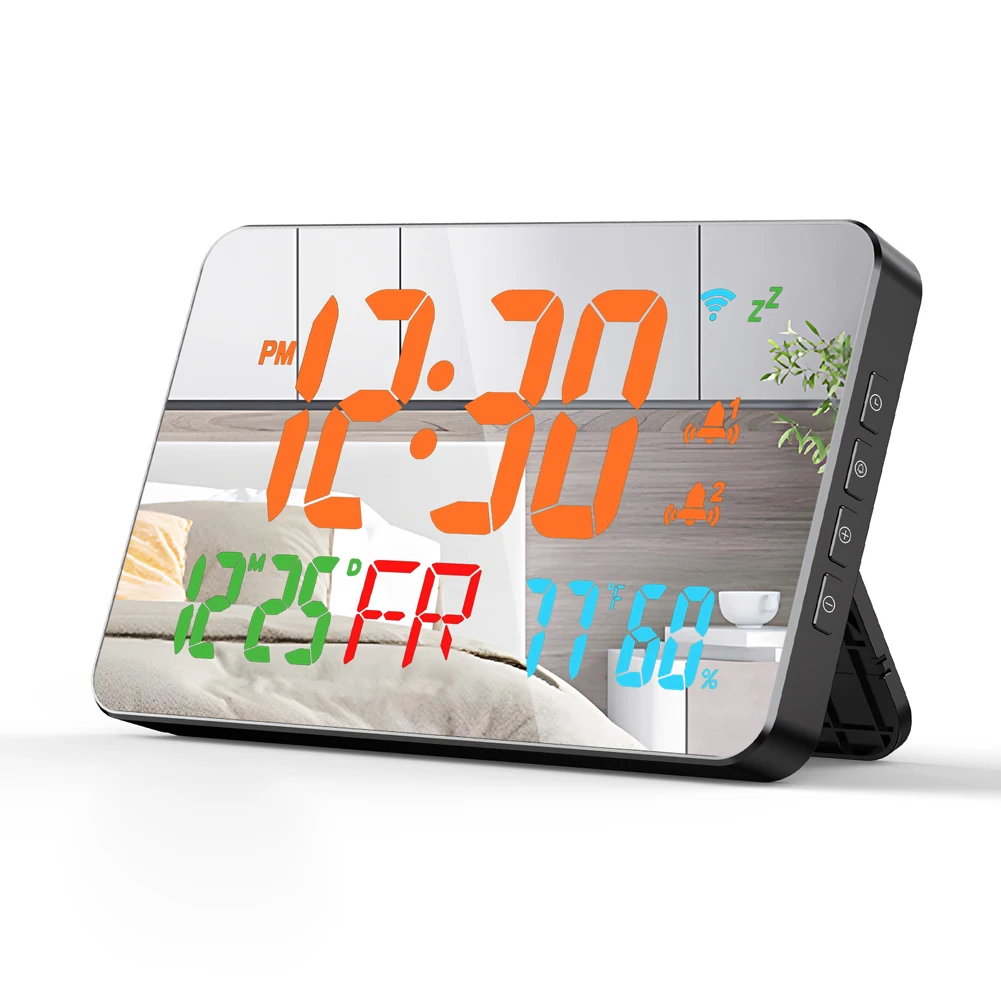 Tuya WiFi Desktop Clock Calendar Intelligent Thermometer Hygrometer with Digital LED Display Support WIFI Auto-Calibration/4-Lev