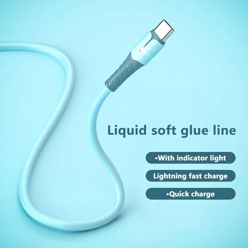 UTHAI Liquid Silicone With Light Data Cable For Android TYPE-C Xiaomi Mobile Phone Super Fast Charger Cable