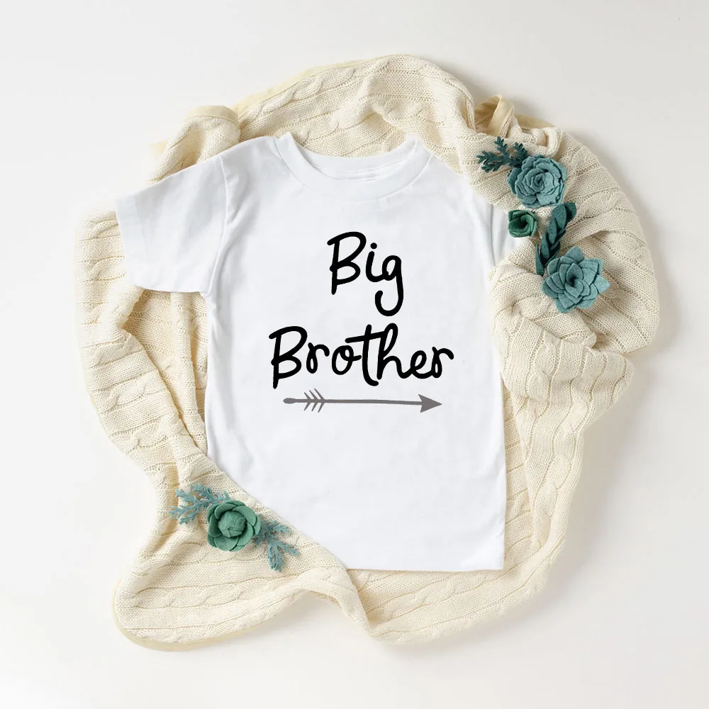 Big Brother Little Sister Family Matching Clothes Baby Girls Short Sleeve Toddler Bodysuit Brother Casual T-shirt Tops Kid Shirt