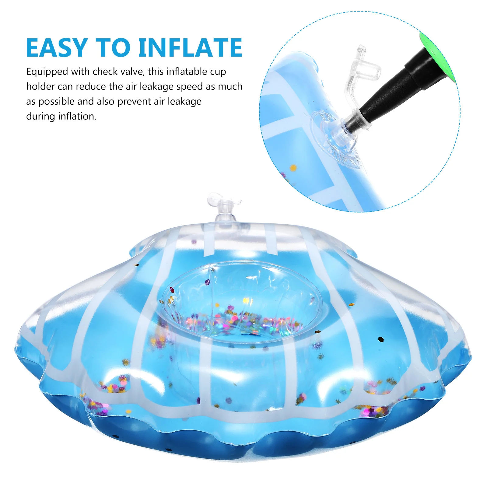 10 قطع من حامل المشروبات القابل للنفخ، حامل أكواب لامع لحمام السباحة، ناعم وخفيف الوزن وقابل لإعادة الاستخدام لحفلات حمام السباحة #4