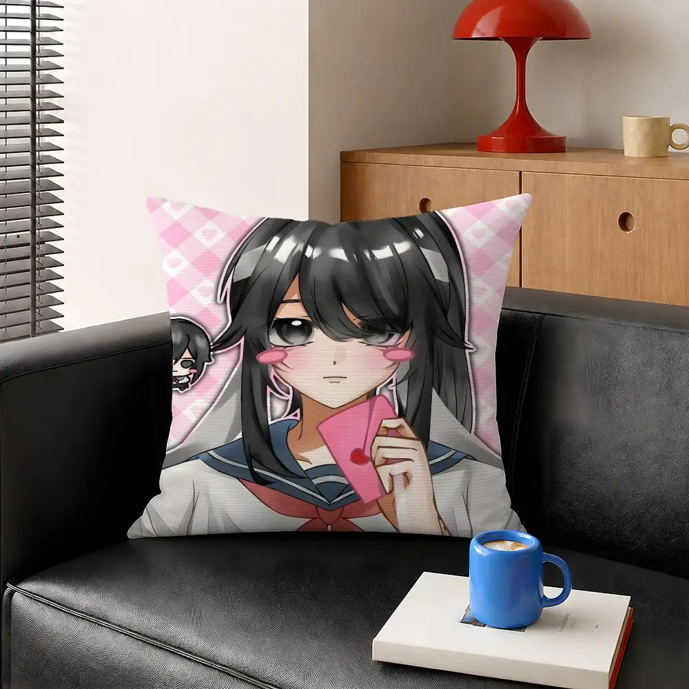 Game Yandere Simulator Ayano Cushion Cover Decorative Pillowcase Soft Short Plush Cozy Durable Sofa Home Decor Items Gift