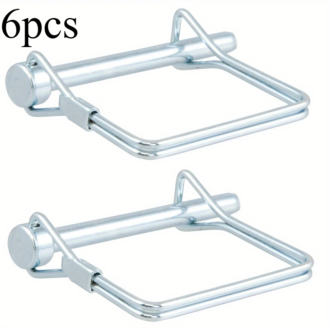 6pcs Trailer Coupling Pin Long Coupler Lead, Square Lock Pin, Positioning Spring Plug Pin Pull Ring Lock Insurance Safety Pin