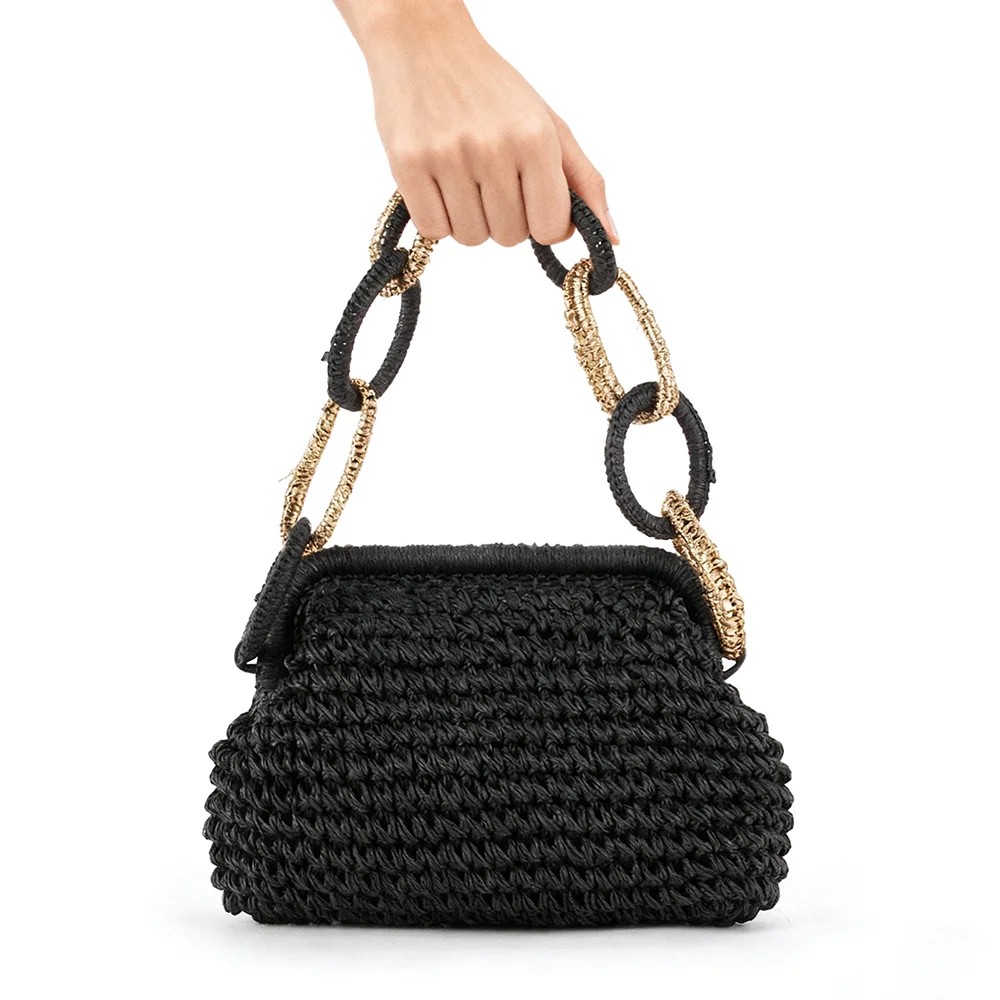 

Женская маленькая вечерняя сумочка ручной работы с ручкой-цепочкой в форме облака, полая соломенная сумка для вечеринок, повседневных прогулок