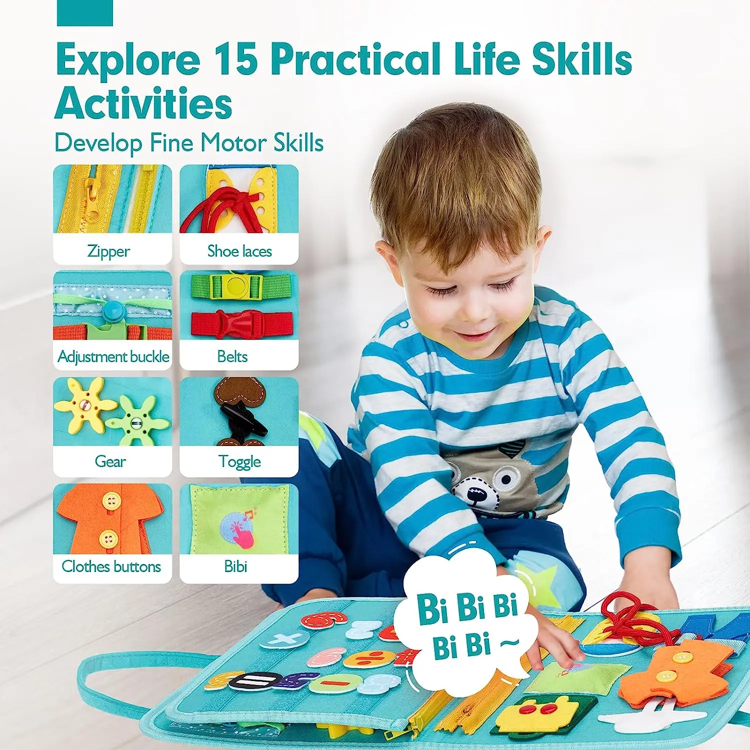 Steve Et Maggie – Planche Occupée Montessori – Livre Sensoriel De Voyage – Apprentissage Anglais – Dès 3 Ans