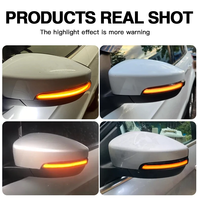2PCS LED Dynamic Rearview Mirror Indicator Turn Signal Lights Canbus For Ford Escape Kuga II EcoSport 13-19 Focus 3 MK3 12-18