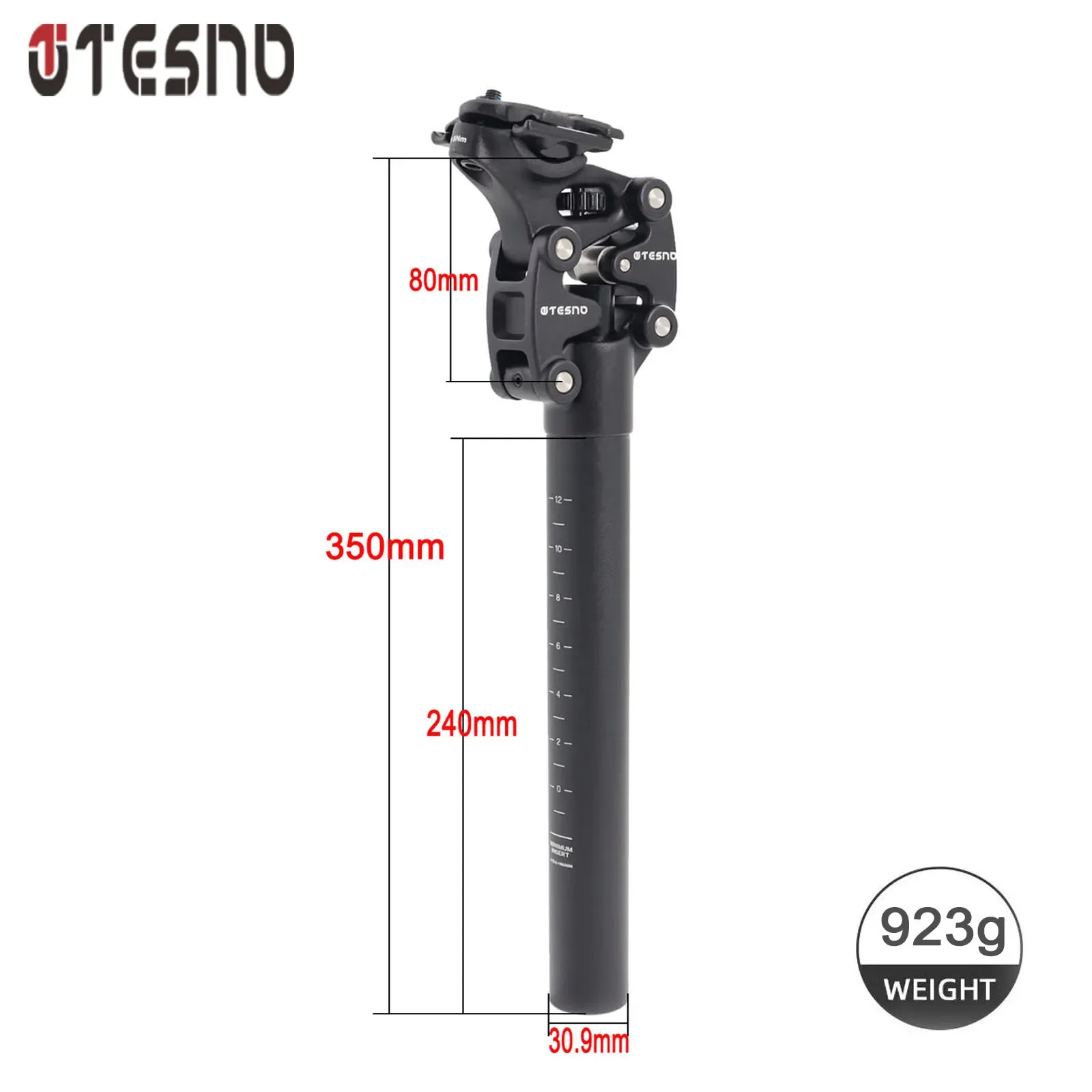 TESNO Fiets Zadelpen Met Schokdemper 27.2/30.9/31.6mm Mtb Fiets Zadelpen Schorsing Vier Link Fiets Zadelbuis 350mm