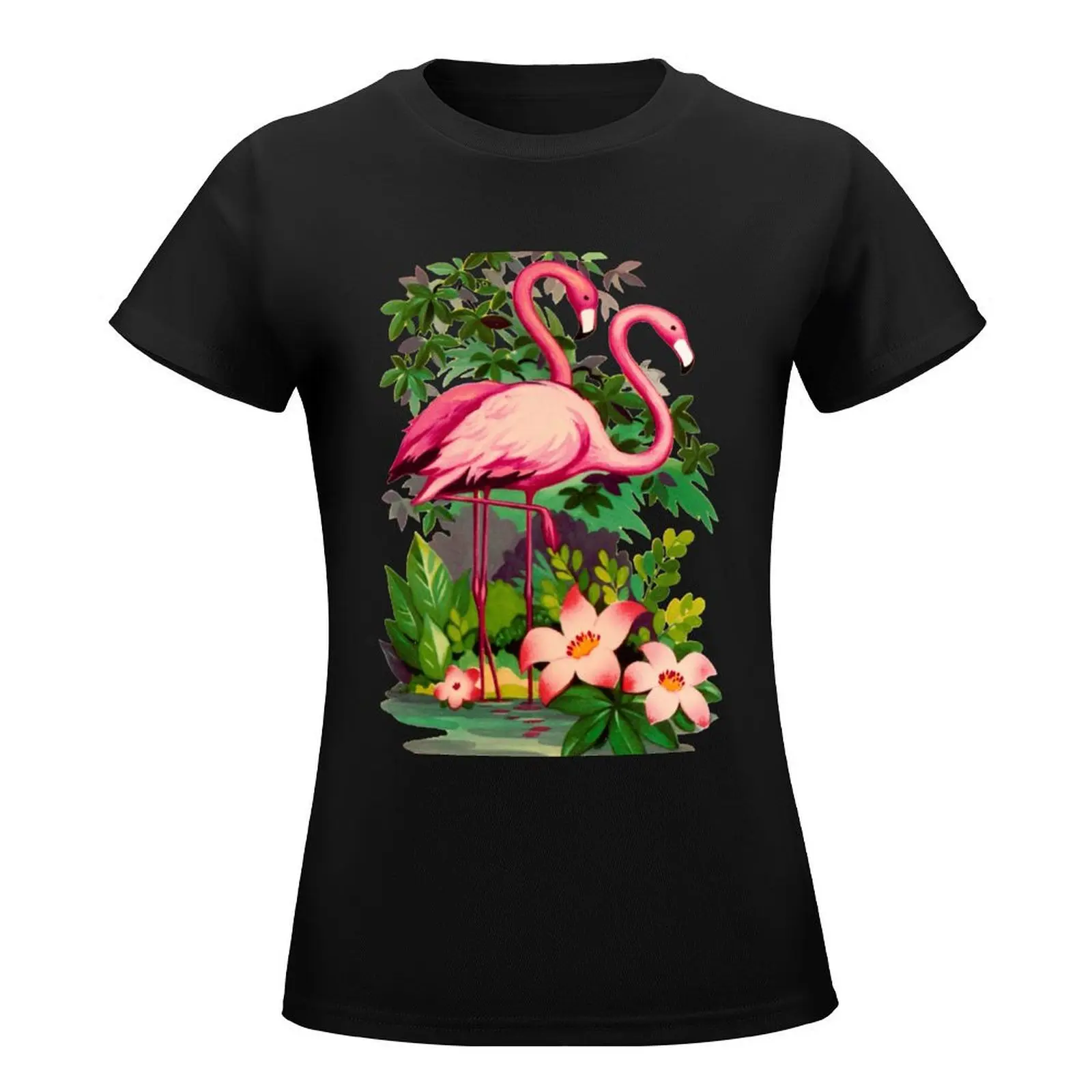 Retro Pink Flamingos T-Shirt lady clothes anime clothes korean fashion t-shirt dress for Women plus size sexy