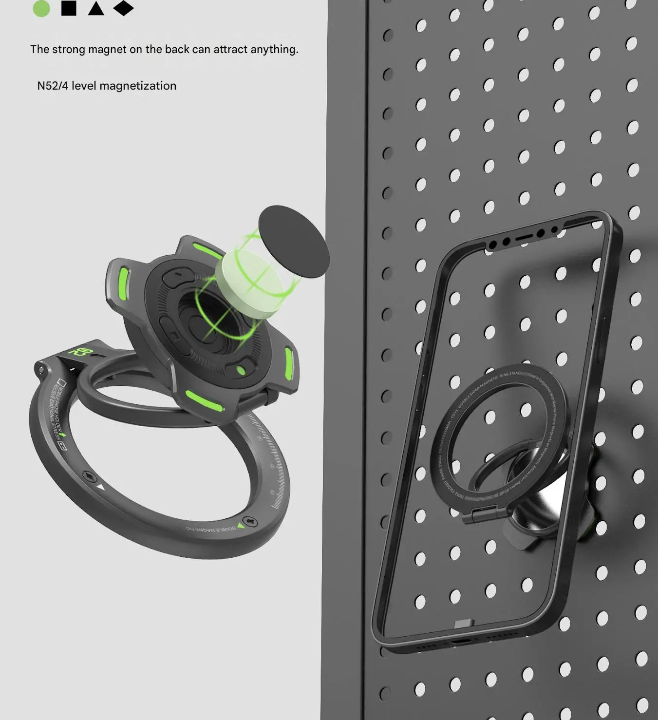 Double-Sided Magnetic Finger Ring Holder Rotate Phone Stand MultiFunction Finger Ring Bracket Portable Lazy Man Stand For iPhone