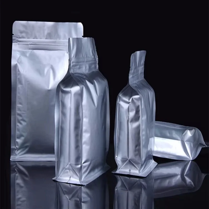 50 Uds. Bolsa de papel de aluminio con refuerzo lateral 3D, bricolaje, cacao Matcha, café molido, fruta seca, aperitivos, carne, Beaf, bolsas de almacenamiento de dulces