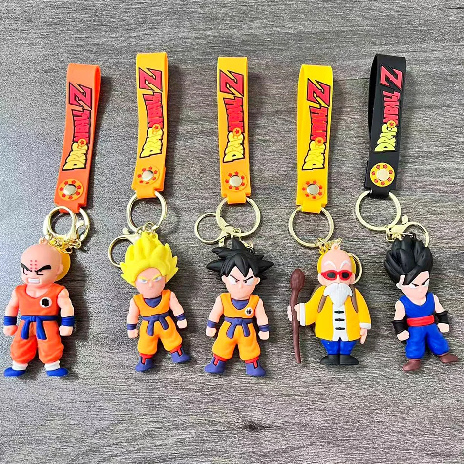 

Hot Anime Dragon Ball Keychain Fashion Jewelry Son Goku Vegeta Piccolo Action Figures 8CM PVC Key Ring for Men Women Bag Pendant