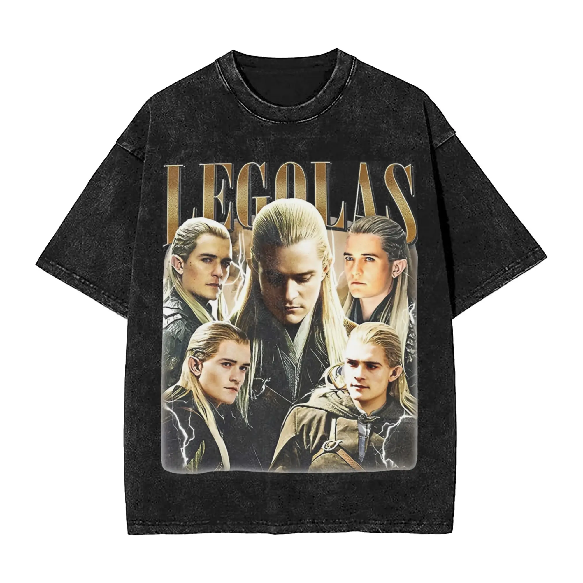 

Washed T Shirts Legolas L-Lords Of The R-Rings Hip Hop Casual T-Shirts Street Streetwear Cotton Summer Tops Tee Shirt Men Women
