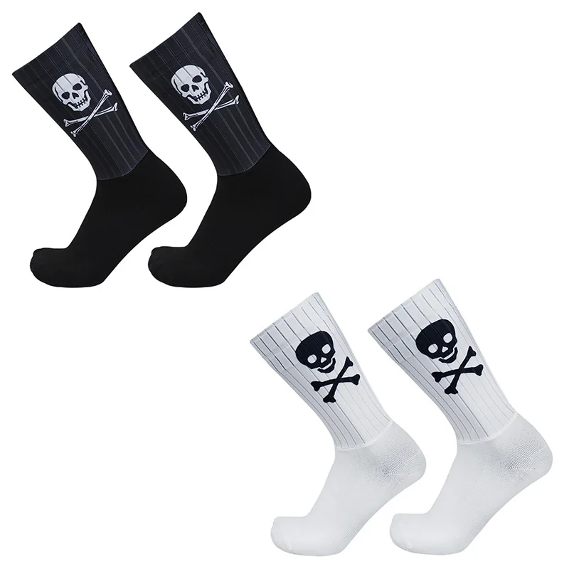 New Sports Skeleton Skull Cycling Socks Men Professional Aero Silica Gel Bike Socks Calcetines Ciclismo