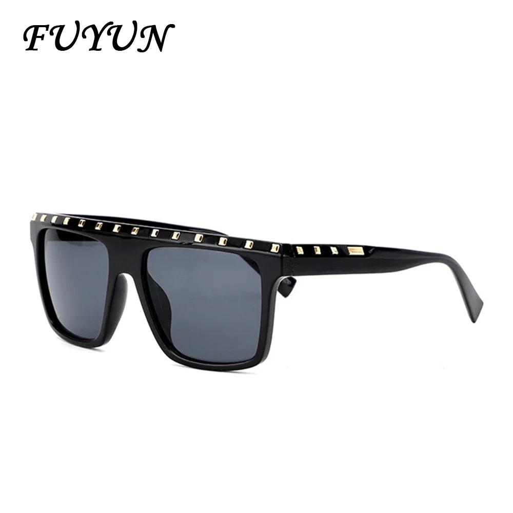 Trendy Rivet Extra Large Rectangular Women's Sunglasses Fashion 2000 Luxury Brand Designer 2023 New Men's Sunglasses UV400