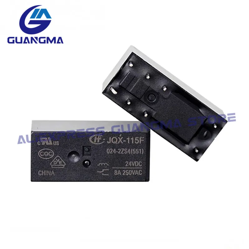 10PCS Relays JQX-115F-005 012 024 048 2ZS4  8A 250V ac 8Pin HF115F-110-2ZS4  JQX HF DC5V 12V 24V 48V 110V 230V HF115-A-230-2ZS4