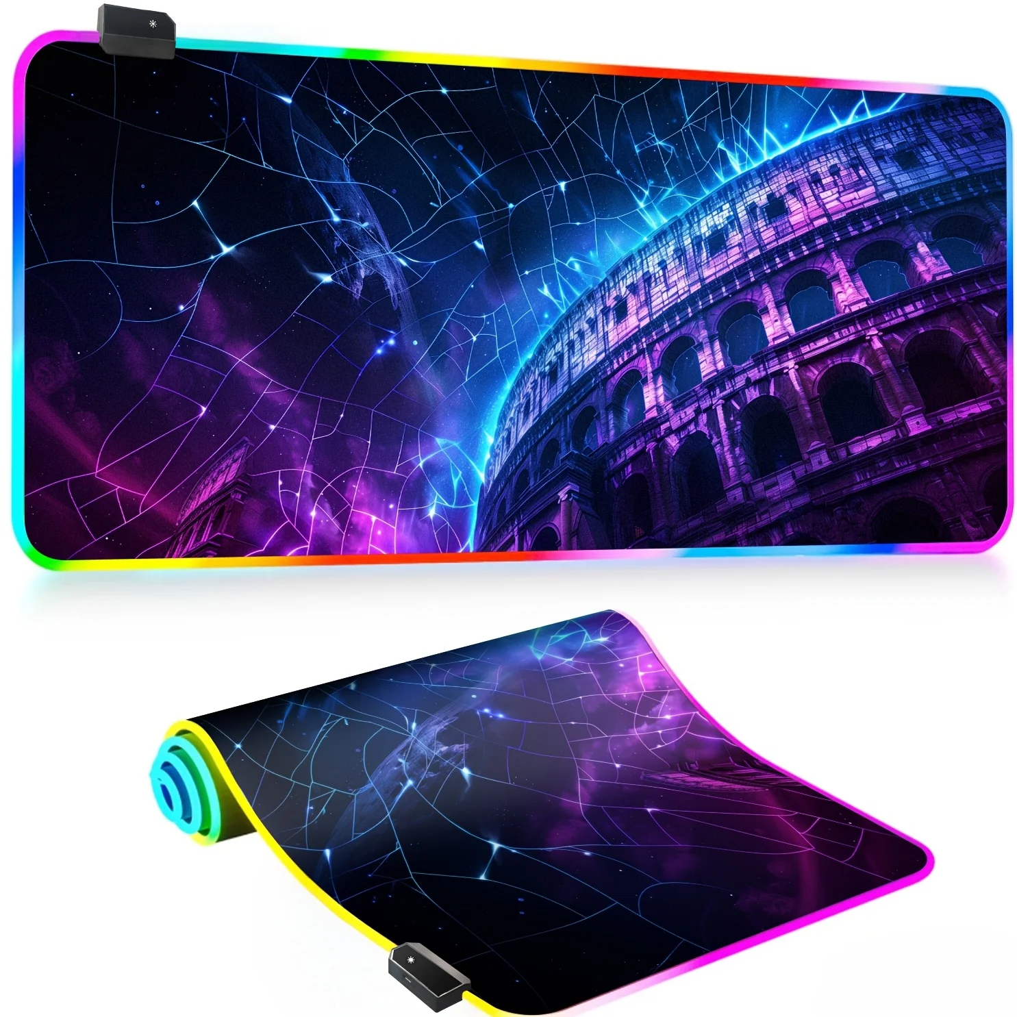 

Коврик для мыши Cool Colosseum Universe Light RGB, большой нескользящий резиновый коврик для стола, водонепроницаемый расширенный коврик для игровой клавиатуры