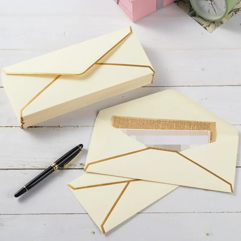 

20pcs Creative Envelope Set Postcards Gold Edge Letter Paper Gilded Western Style Business Greeting Cards