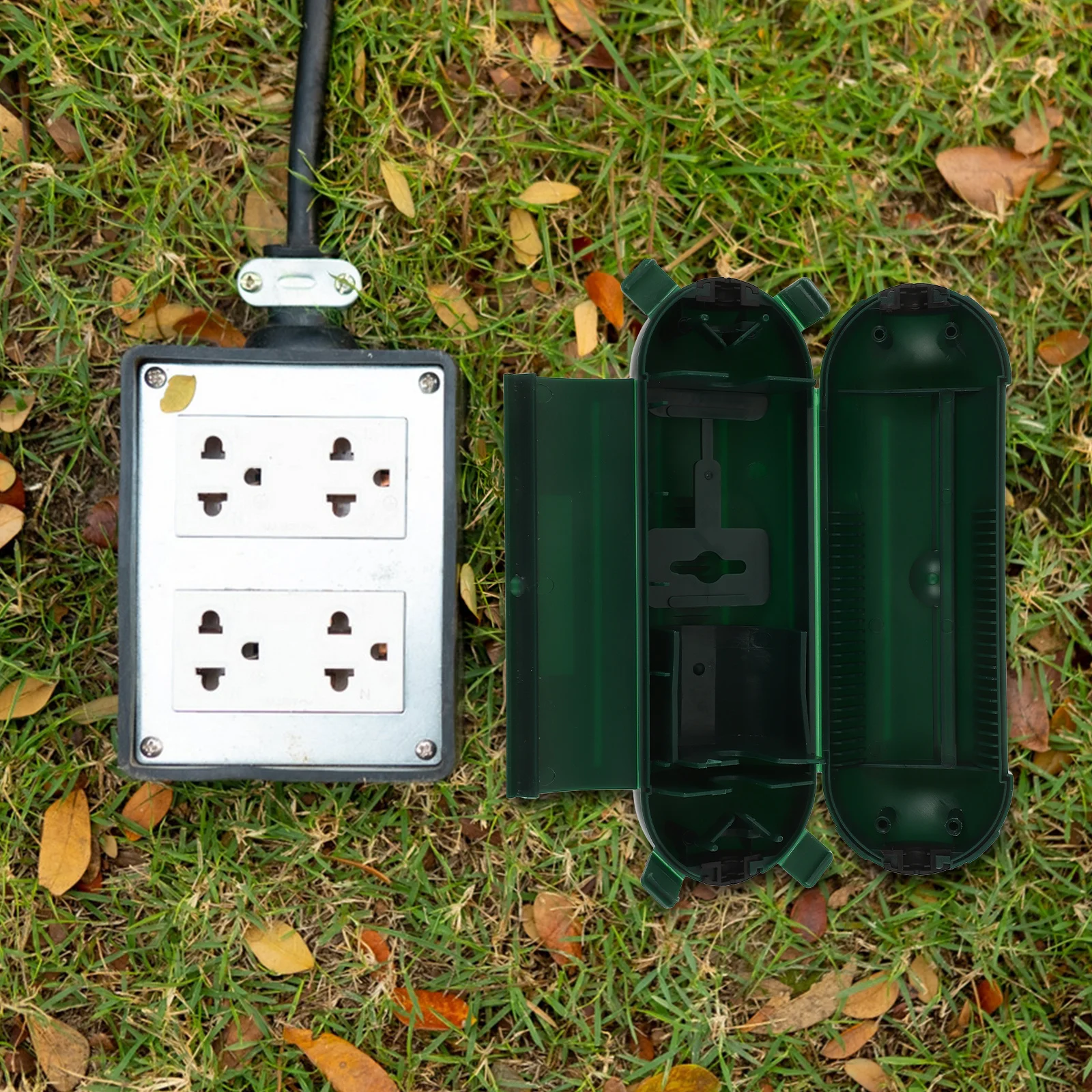 

Waterproof Extension Cord Protector Box Green Outdoor Safety Cover for Christmas Lights Cable Plug Protection Electric Box
