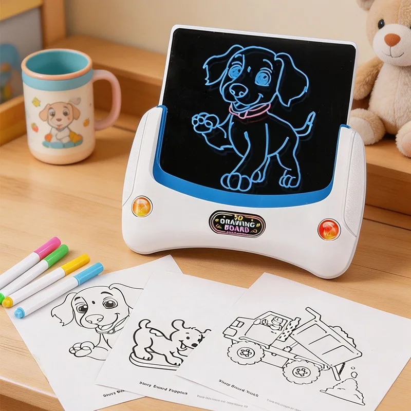 Childrens 5D Drawing Board with LED Lighting Continuou Writing Erasing Fluorescent Painting Graffiti Writing Toys Birthday Gifts