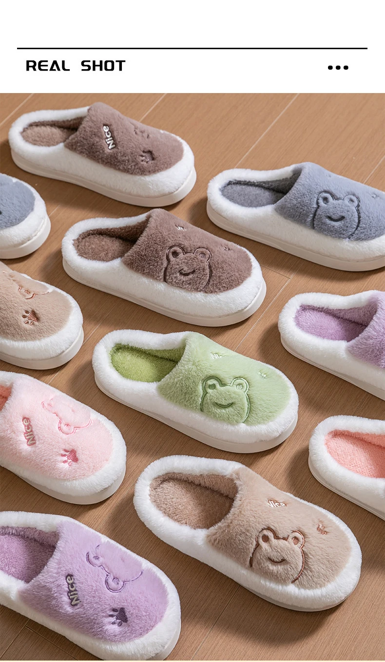 Winter-Plüsch-Hausschuhe für Damen und Herren – Hausschuhe mit dicker Sohle und rutschfester Unterseite, gemütliche, mit Fleece gefütterte Innenrutschen für zu Hause – Detail 10