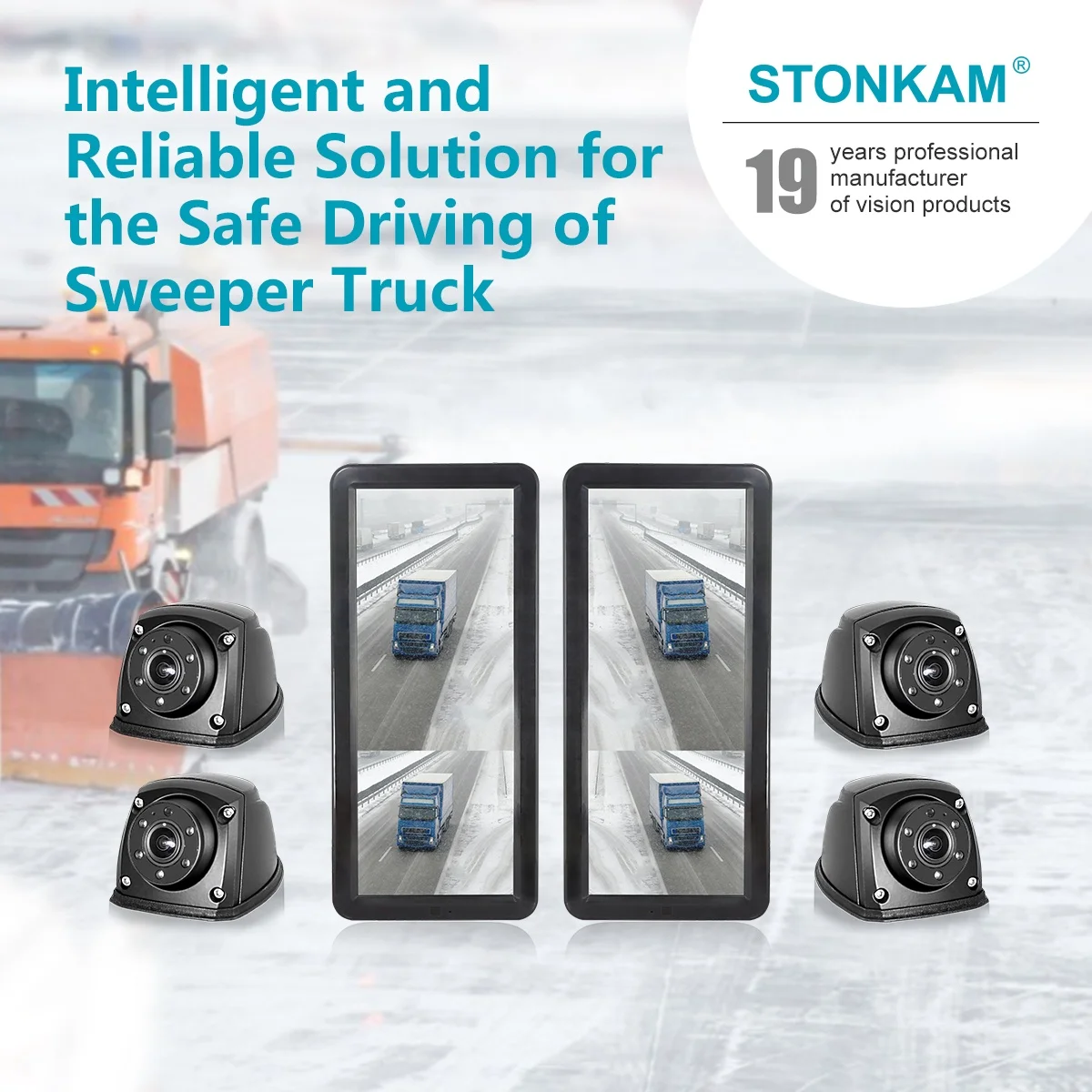 STONKAM Truck Side Bus Truck Electronic Mirror Rear View In-cab Mirror Wide Angle